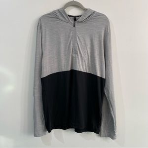 Gaiam Color Block Black and Gray 1/4 Zip Up Yoga Hoodie Sz L